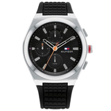 Tommy Hilfiger Men's Quartz Black Silicone Strap Black Dial 44mm Watch 1791898