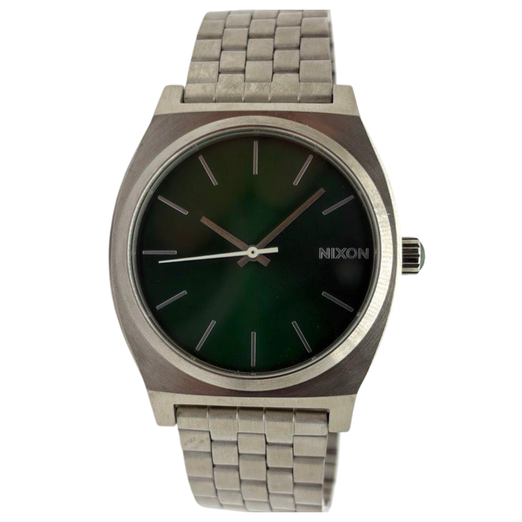 Nixon Time Teller 37mm Quartz Green Dial Steel Watch