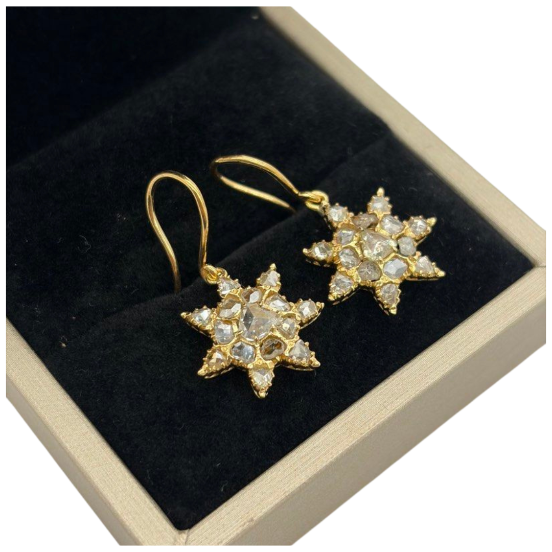 18K Yellow Gold Natural Intan Earring
