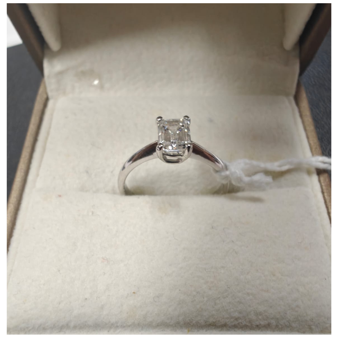 18K White Gold Natural Diamond Ring, D1=0.98carat
