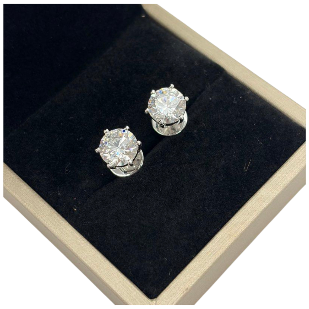 14K White Gold Lab-Grown Diamond Earring, D2=4.43