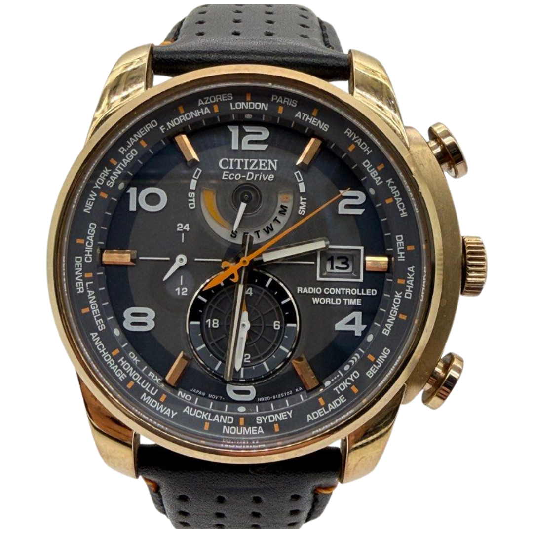 Citizen World Time AT9013-03H Radio Controlled Eco-Drive 43mm Black Dial Watch