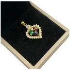 18K Yellow Gold Natural Diamond, Ruby, Emerald, Sapphire Pendant