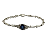 PT900 Natural Blue Sapphire & Diamond Bracelet