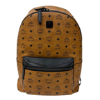 MCM Stark backpack in Visetos Cognac and Black Nappa Leather