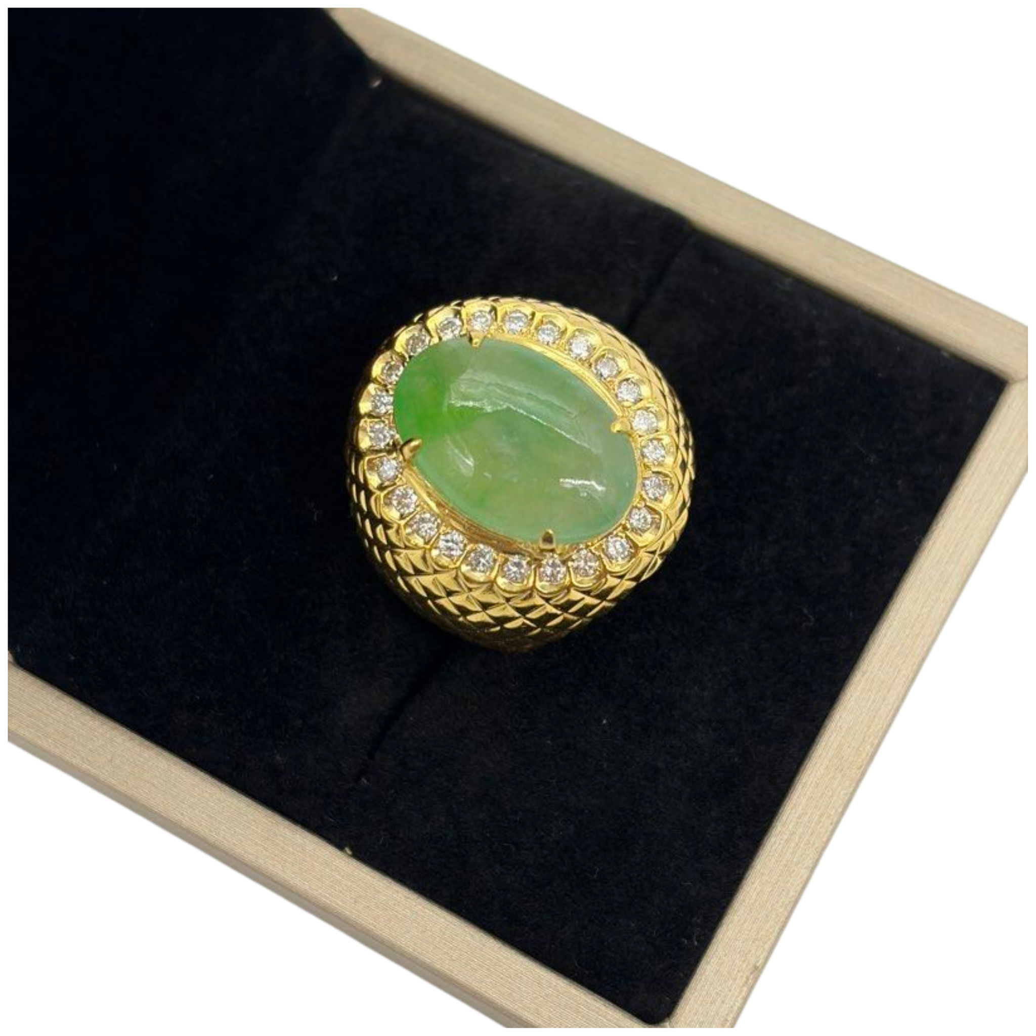 850 Yellow Gold Natural Jadeite (Type-A) & Diamond Men’s Ring Main image