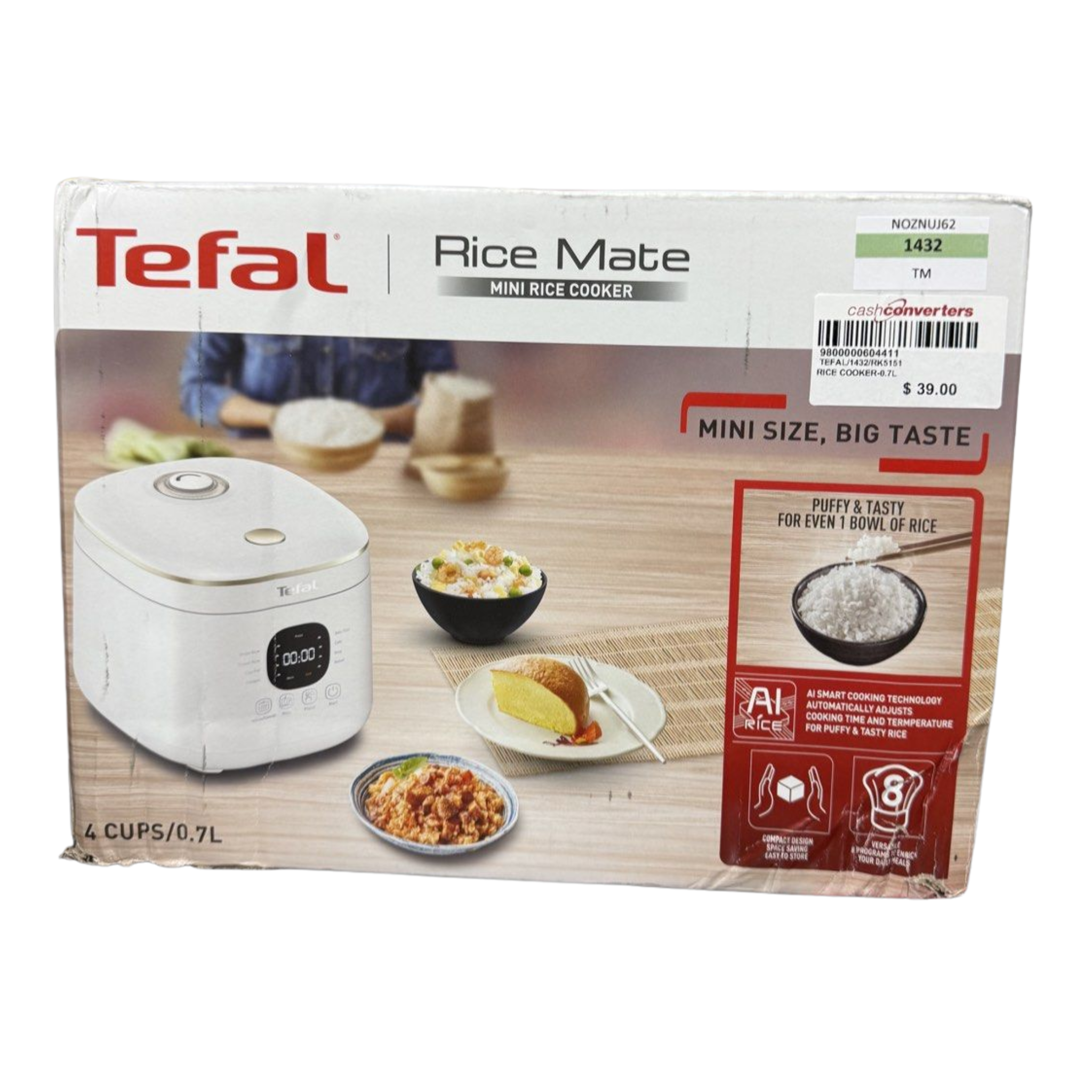 Tefal Rice Mate Mini Fuzzy Logic Rice Cooker 0.7L RK5151