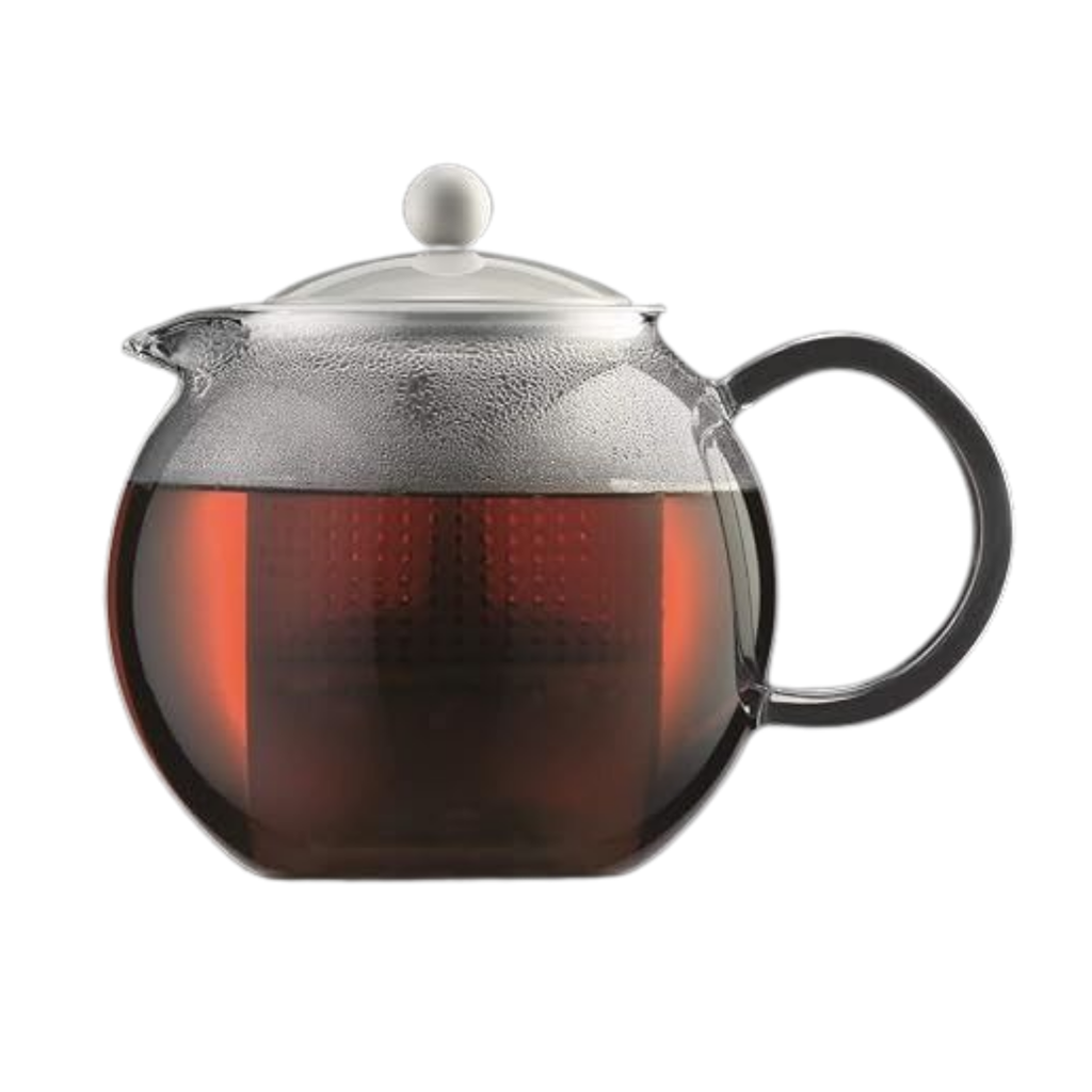 Bodum Assam Tea press with glass handle and colored plastic lid Off white 1.0 L
