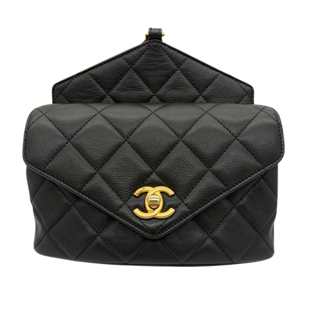 Chanel Carry With Chic Chain Flap Waist Bag Quilted Lambskin Black