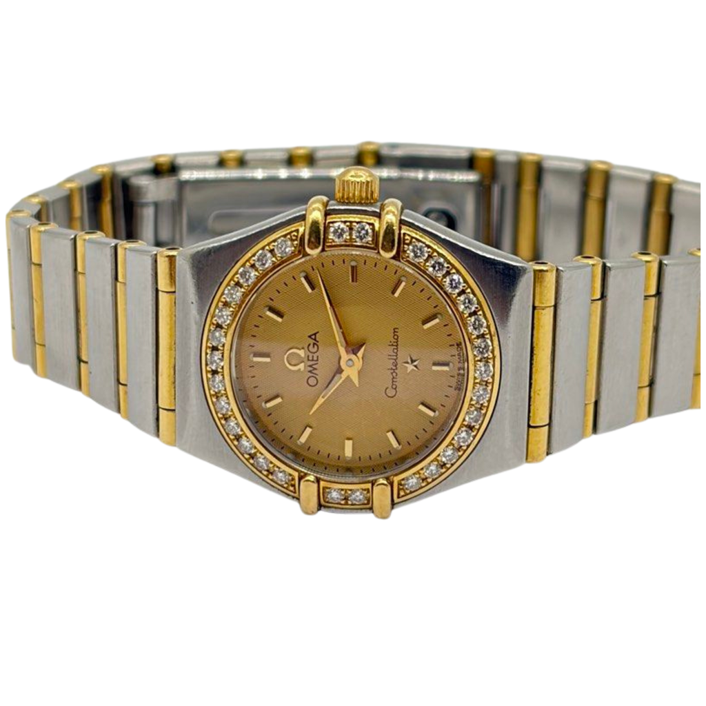 Omega Constellation 1267.10 22.5mm Half Gold Diamond Bezel Quartz Watch