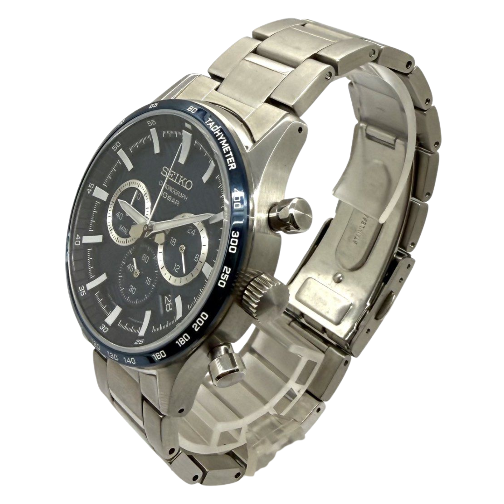 Seiko Blue Dial Quartz Chronograph Watch