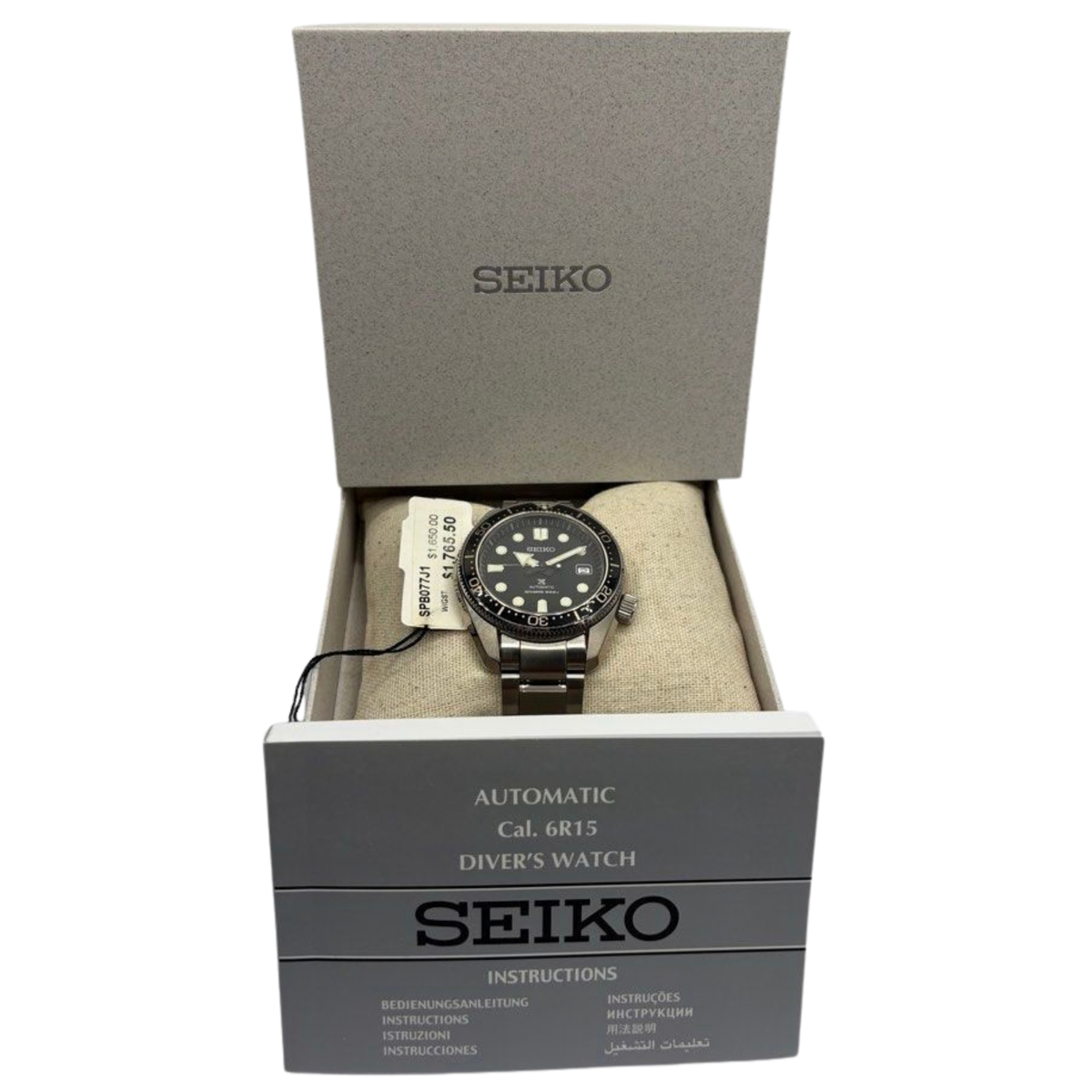 Seiko Prospex SPB077J1 44mm Automatic Diver's Black Dial Watch