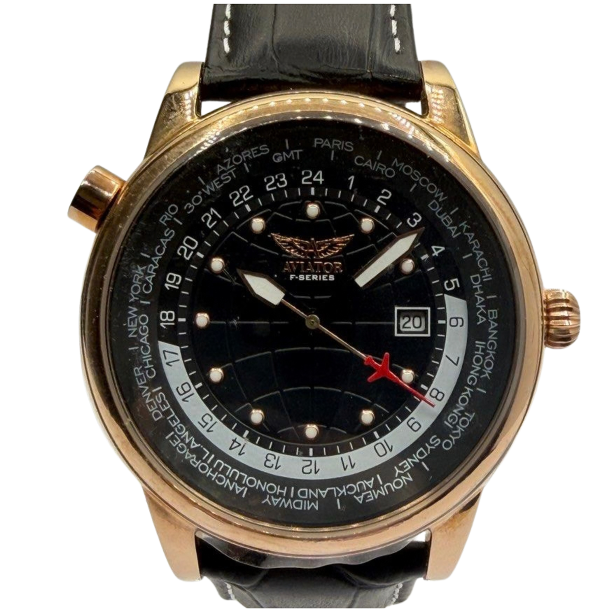 Aviator Men's 44mm Quartz Black Dial Watch