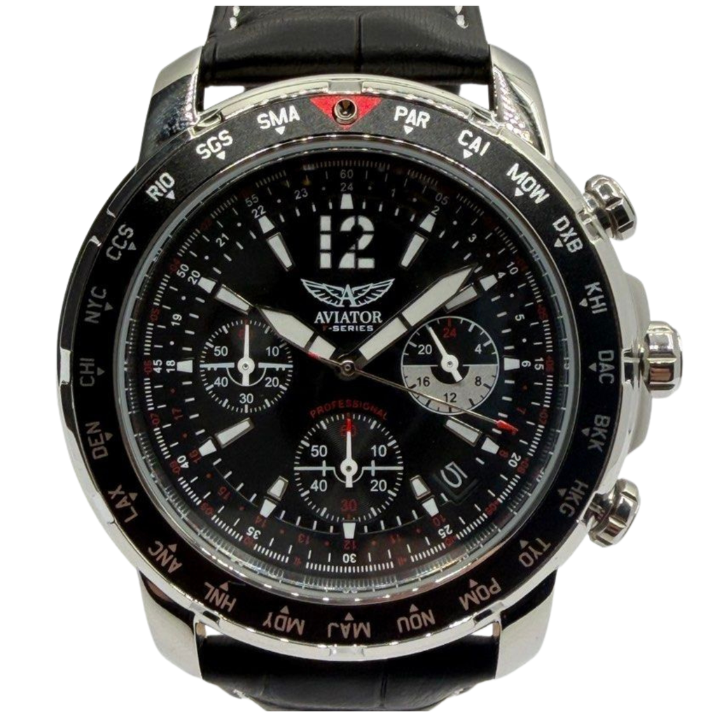 Aviator F-Series 42mm Quartz Chronograph Black Dial Watch