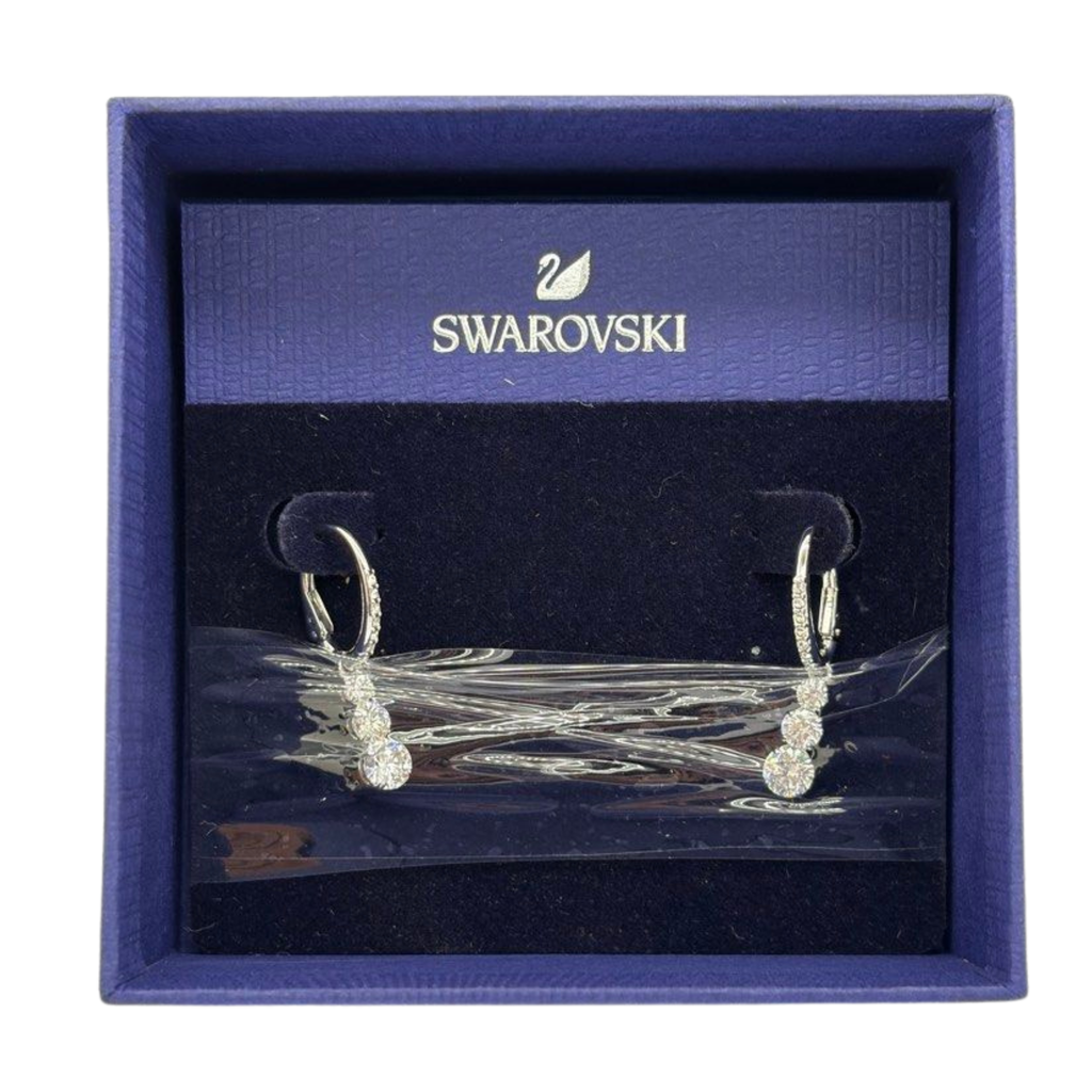 Swarovski Stilla Attract hoop earrings Round cut, White, Rhodium plated