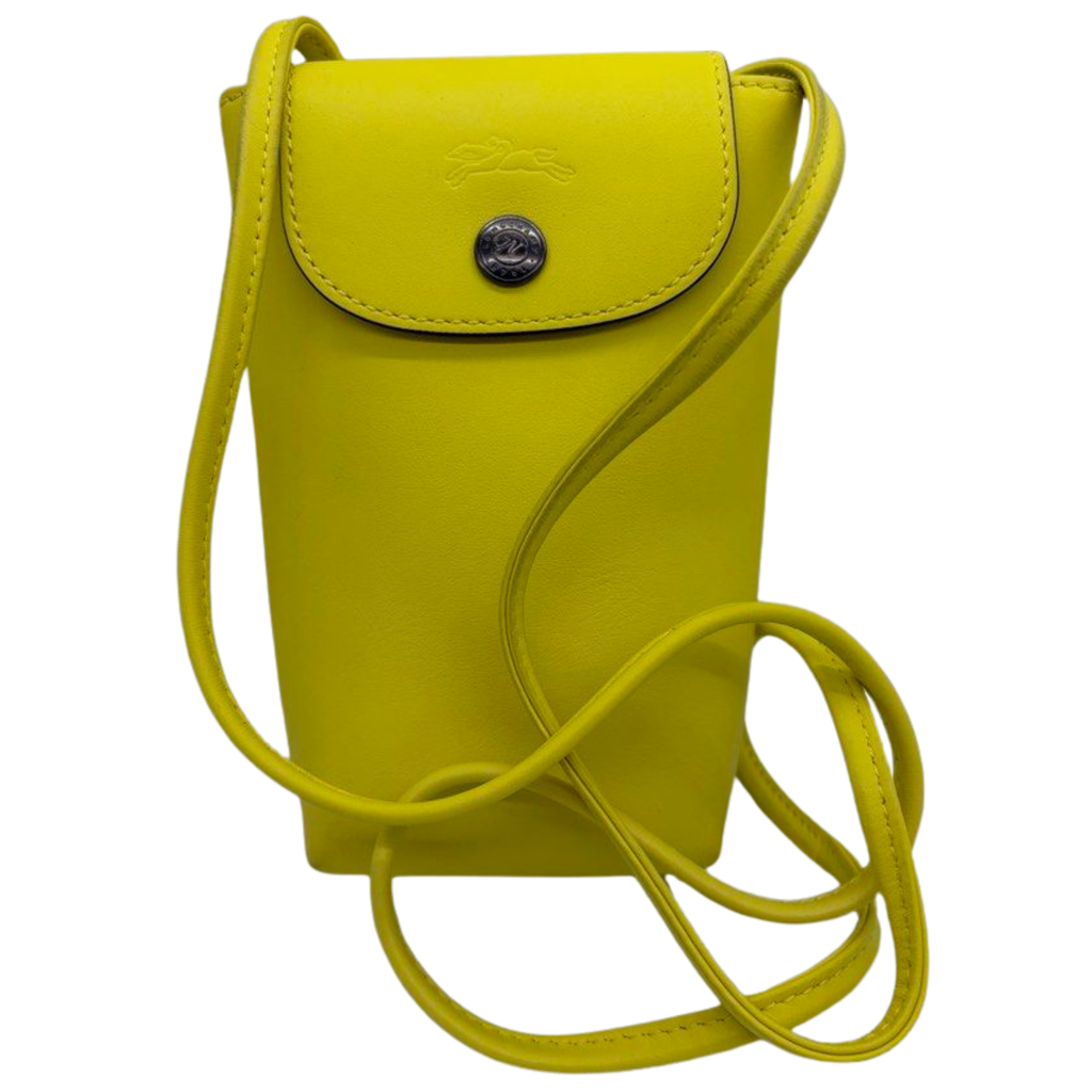 Longchamp Yellow Leather Phone Pouch