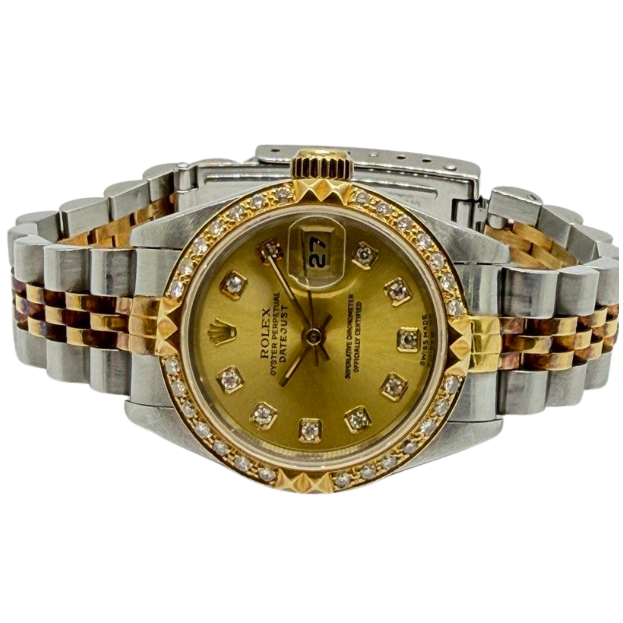 Rolex Datejust 69173 26mm Half Gold Diamond Dial, Bezel Automatic Watch