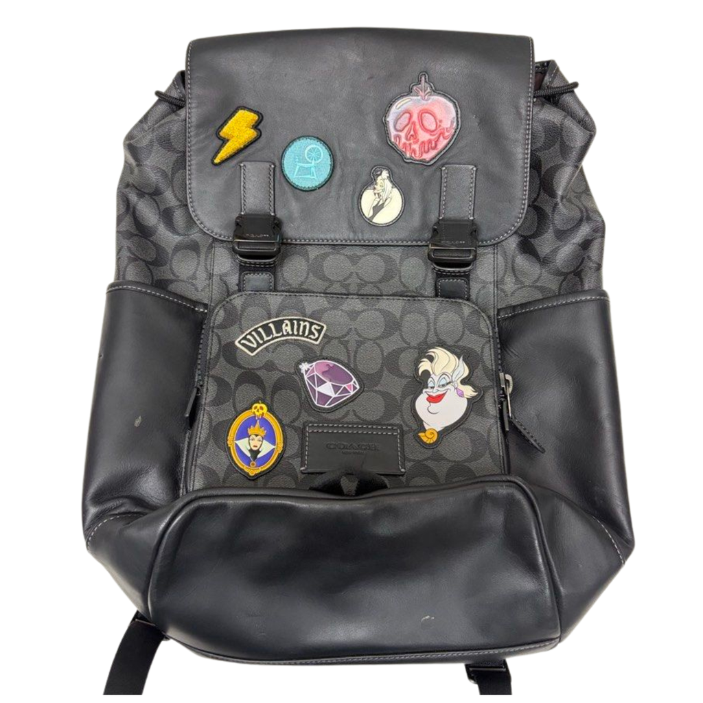 Disney X Coach Track Backpack In Signature Canvas With Patches