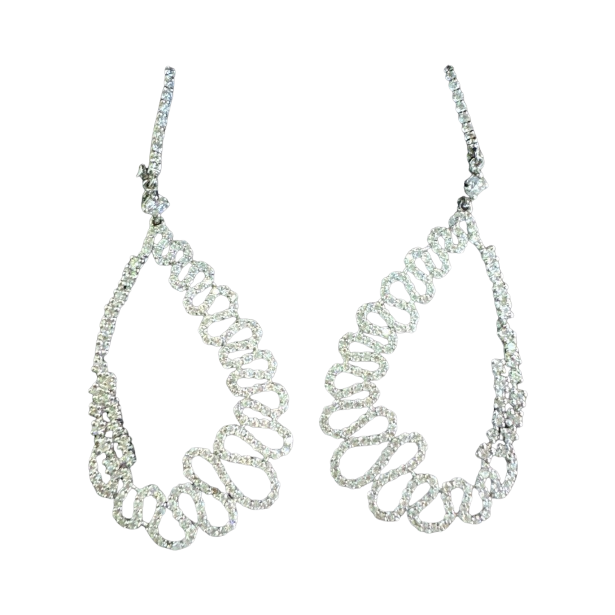 18K White Gold Natural Diamond Earring