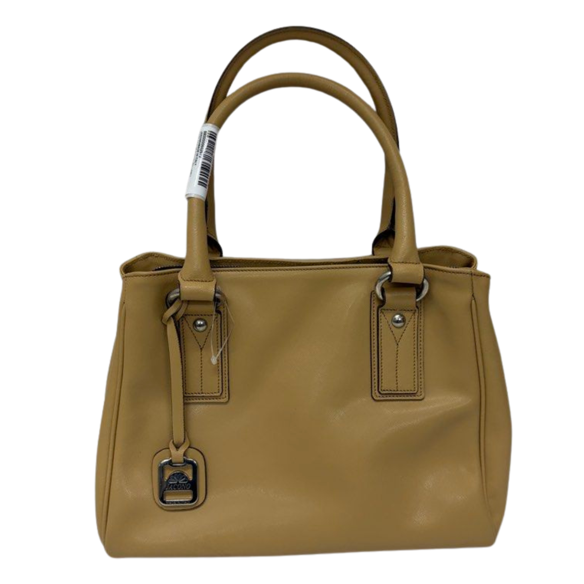 Jacono Leather Tote Bag, Yellow (Made in Italy)