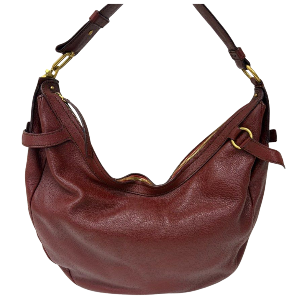 Salvatore Ferragamo Burgundy Leather Hobo Bag