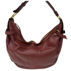 Salvatore Ferragamo Burgundy Leather Hobo Bag