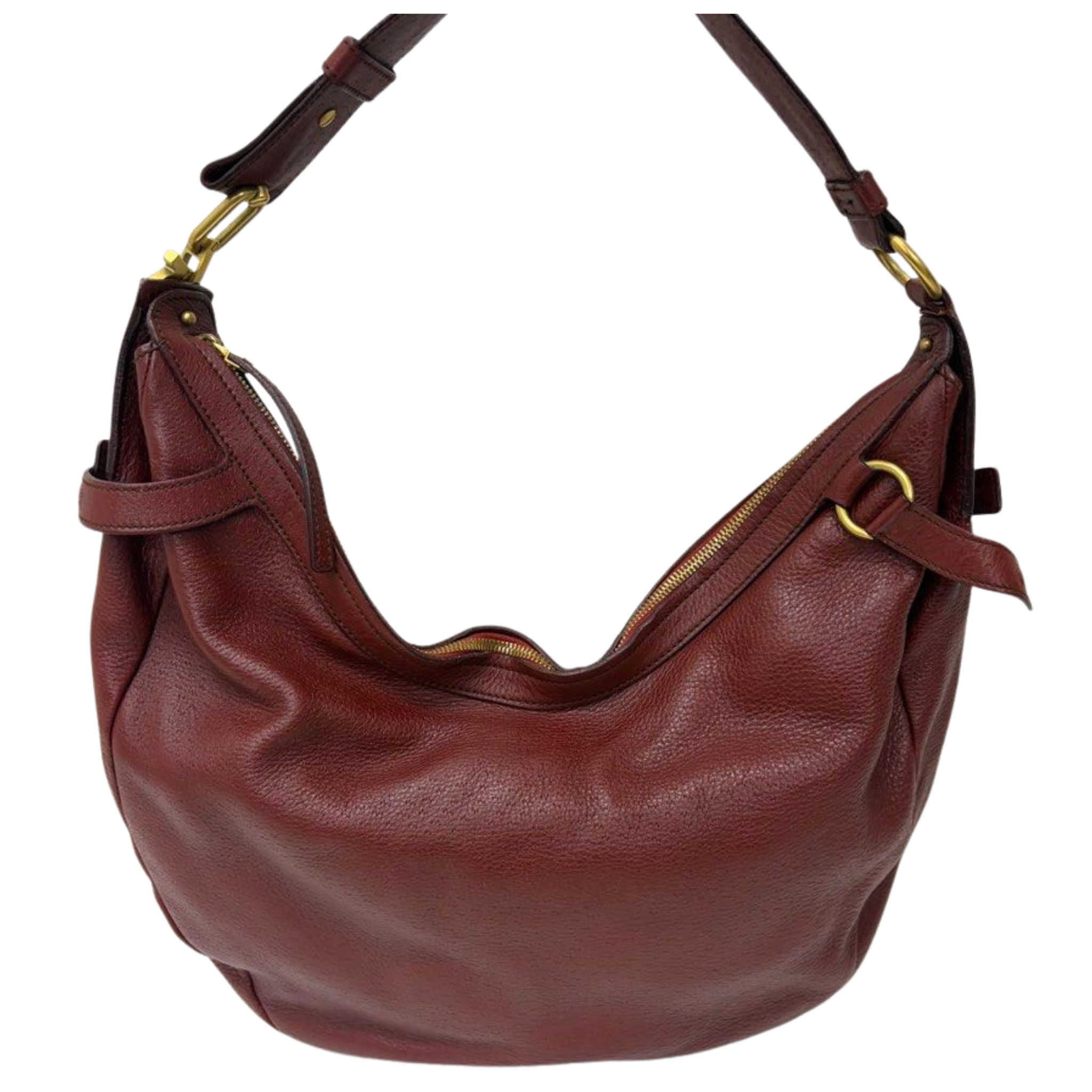 Salvatore Ferragamo Burgundy Leather Hobo Bag