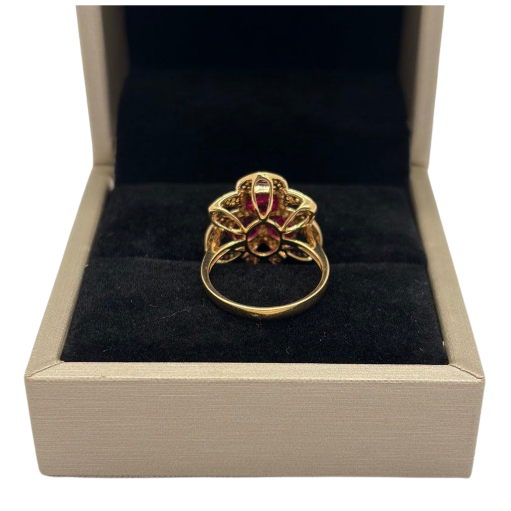 18K Yellow Gold Natural Ruby & Diamond Ring