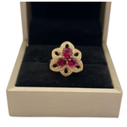 18K Yellow Gold Natural Ruby & Diamond Ring