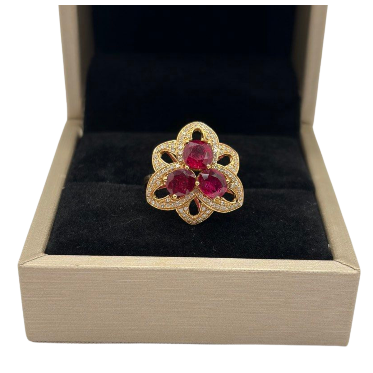 18K Yellow Gold Natural Ruby & Diamond Ring
