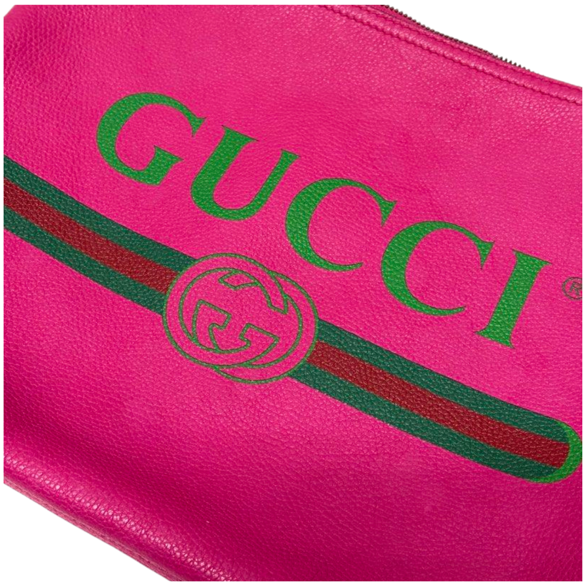 Gucci Logo Portfolio Clutch Pink Leather Bag