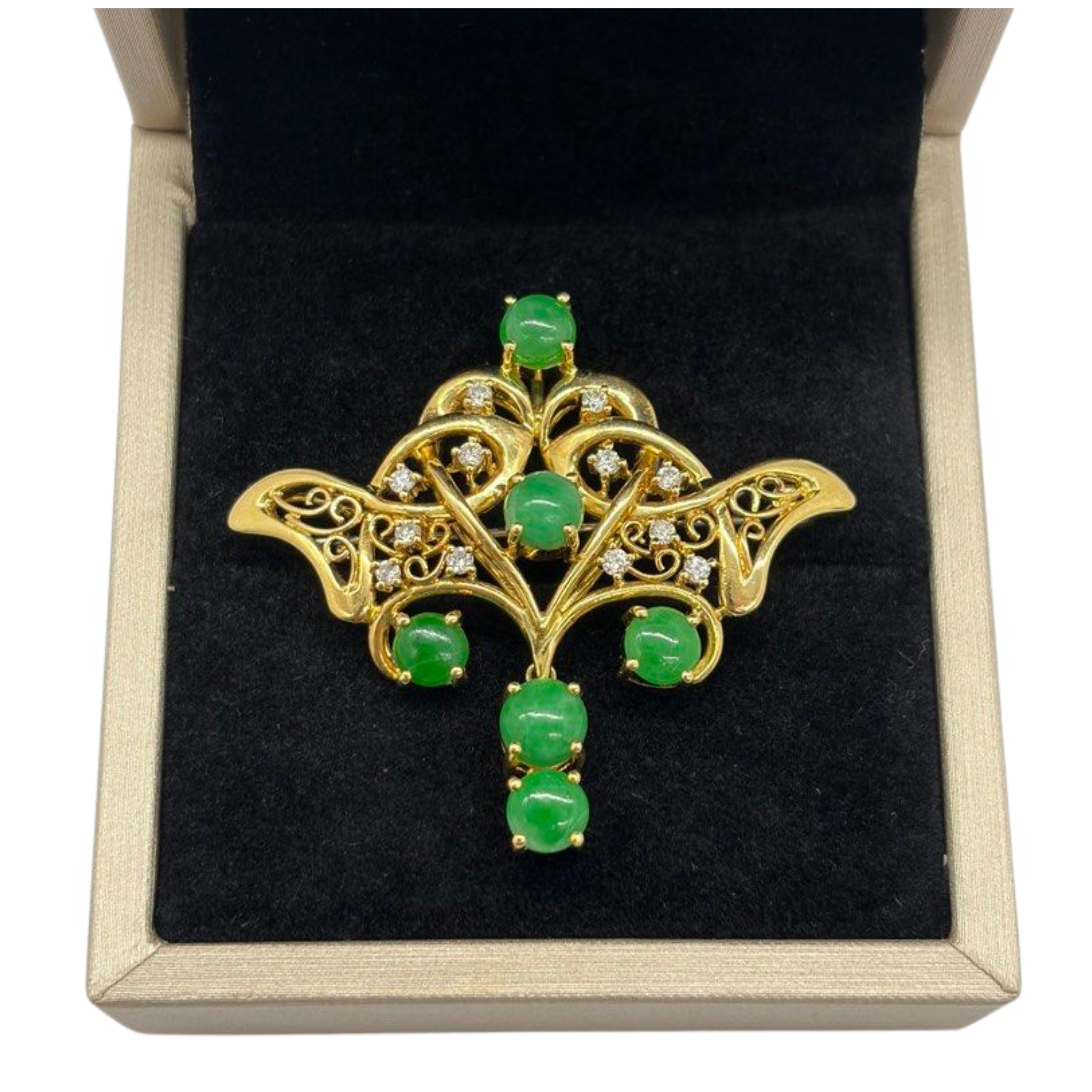 750 Yellow Gold Natural Jadeite (Type-A) & Diamond Pendant/Brooch Secondary image