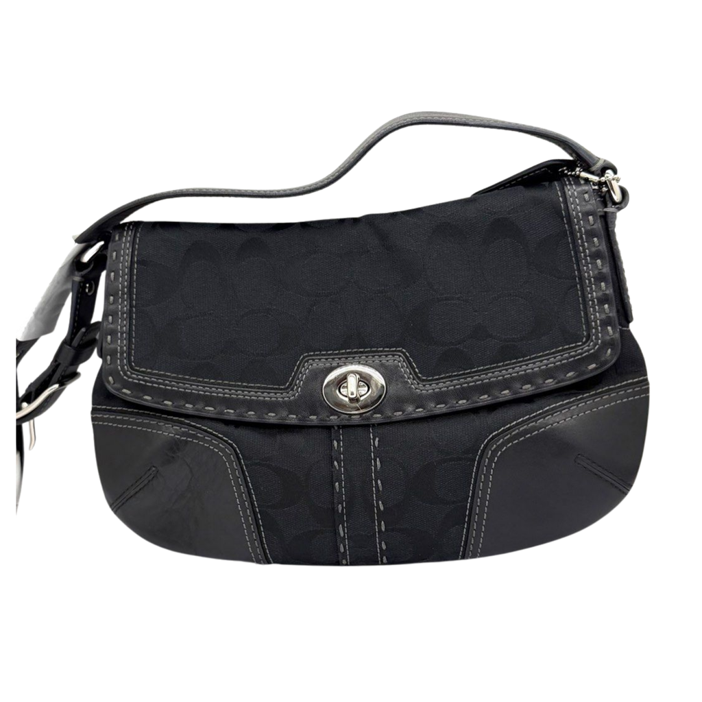 Coach Black Leather/canvas Handbag