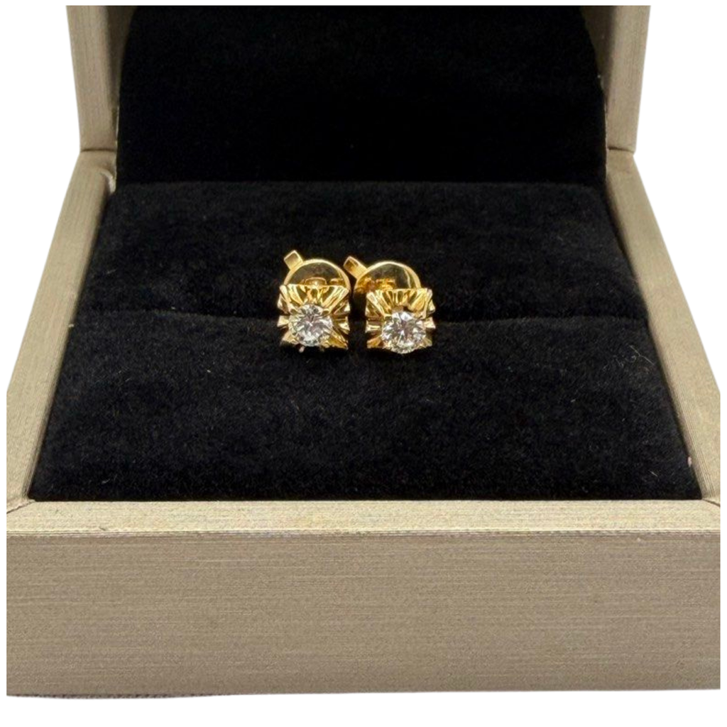 850 Yellow Gold Natural Diamond Earring
