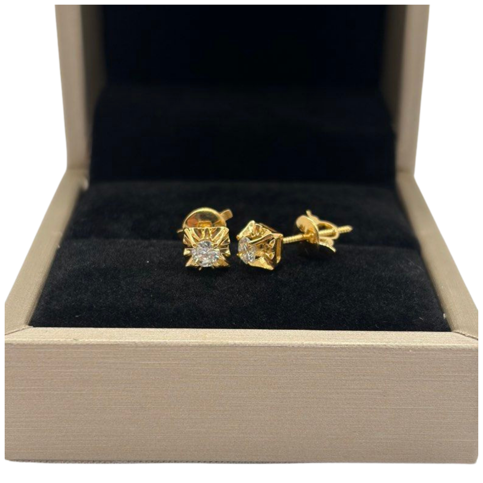 850 Yellow Gold Natural Diamond Earring