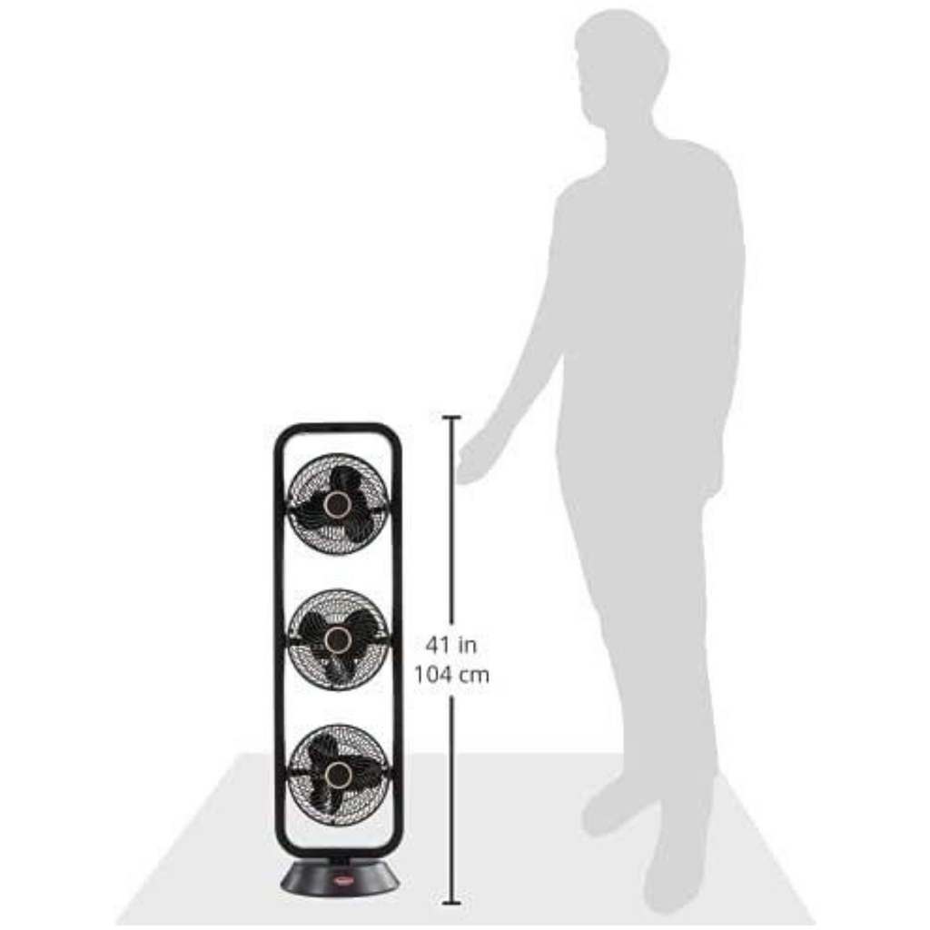 EuropAce 9" Trio Turbo Oscillating Fan EQQ 7931S (Black) | Detachable Fan blade & Compact Base
