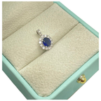 PT900 Natural Blue Sapphire & Diamond Pendant