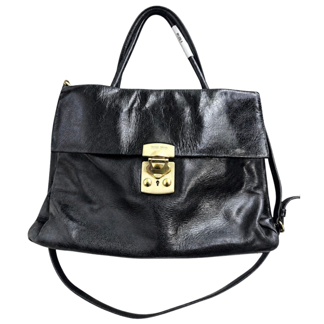 Miu Miu Black Leather Top Handle