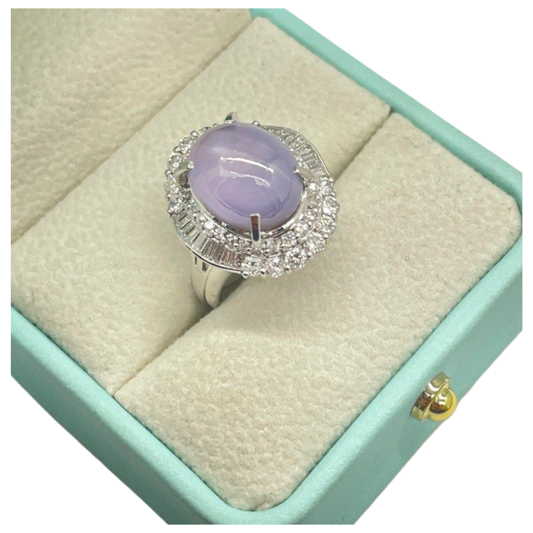 PT900 Natural Blue Star Sapphire & Diamond Ladies Ring