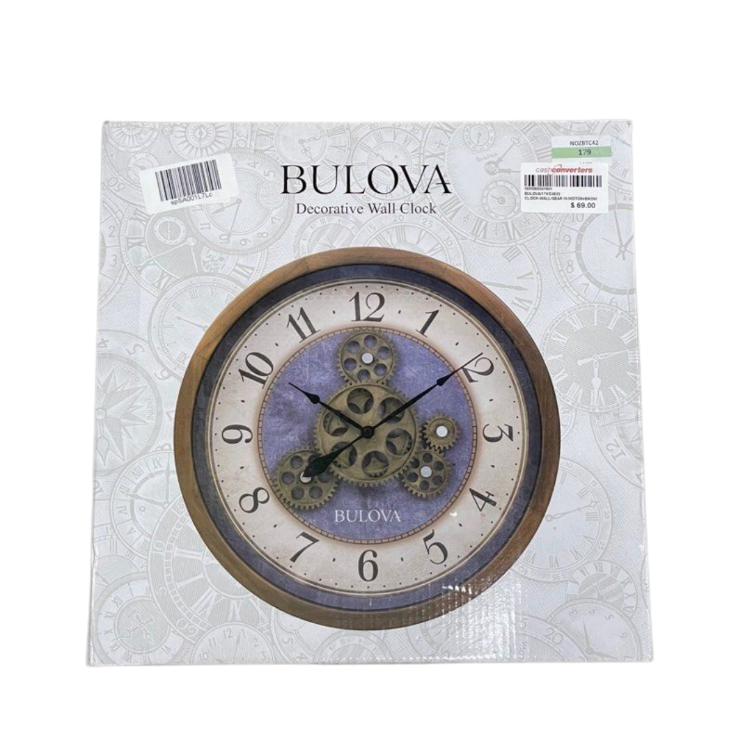 CLOCK-WALL/Bulova C4835 Gears in Motion Wall Clock, 12.8, Brown CherryGEAR IN MOTION/BROWN CHERRY BULOVA 180/C4835