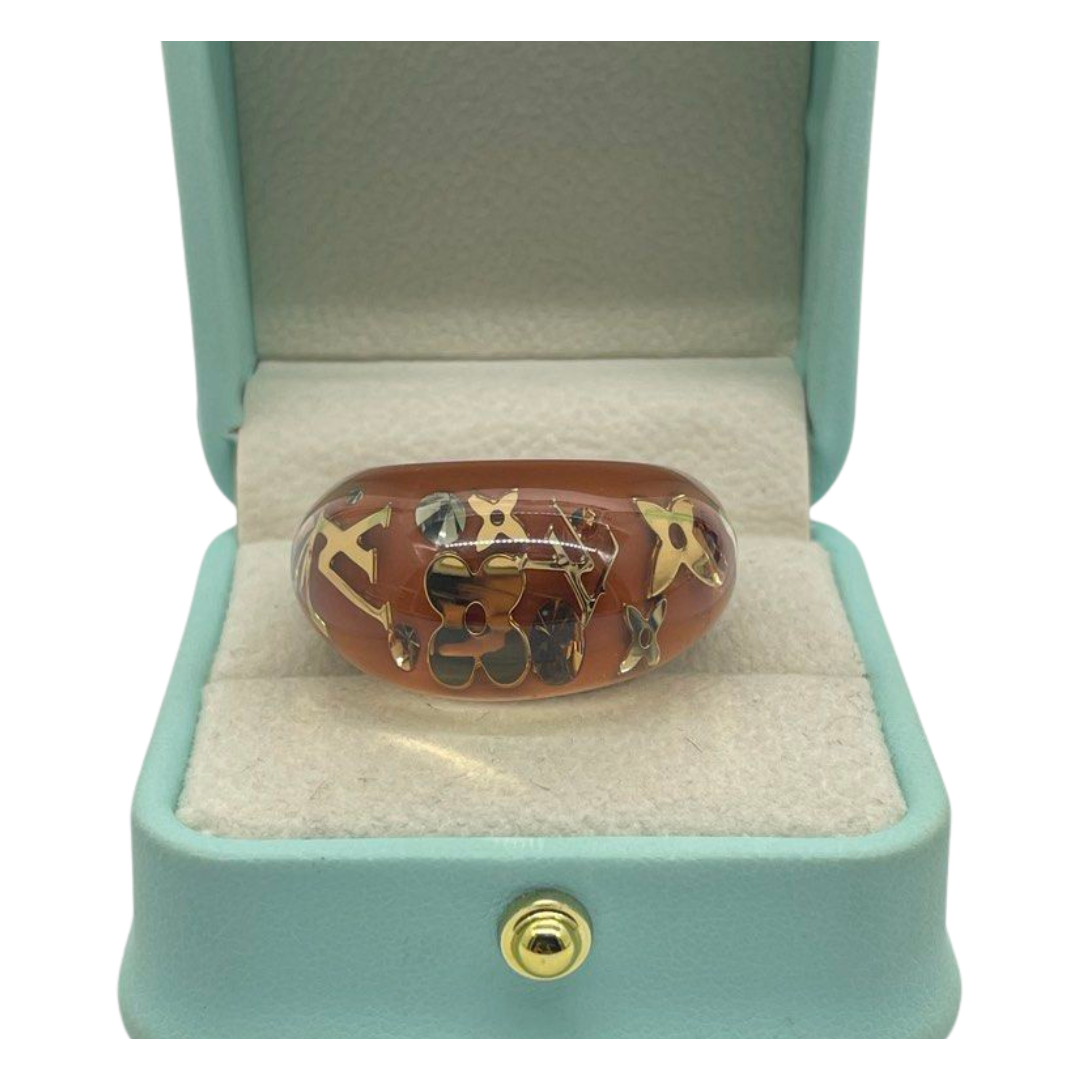 Louis Vuitton PVC Bague Inclusion Brown Ring, Size 17