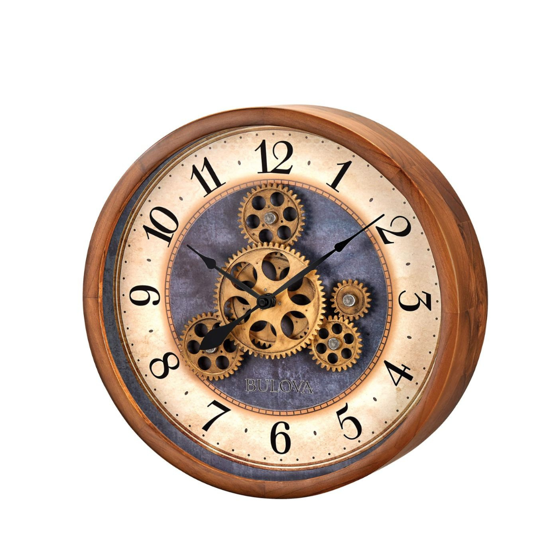 CLOCK-WALL/Bulova C4835 Gears in Motion Wall Clock, 12.8, Brown CherryGEAR IN MOTION/BROWN CHERRY BULOVA 180/C4835