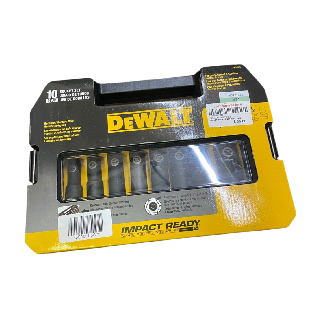 DEWALT Impact Socket Set, SAE, 1/2-Inch, 10-Piece (DW22812)
