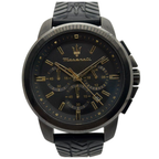 Maserati Successo 44mm Chronograph Quartz Black Silicon Strap Watch