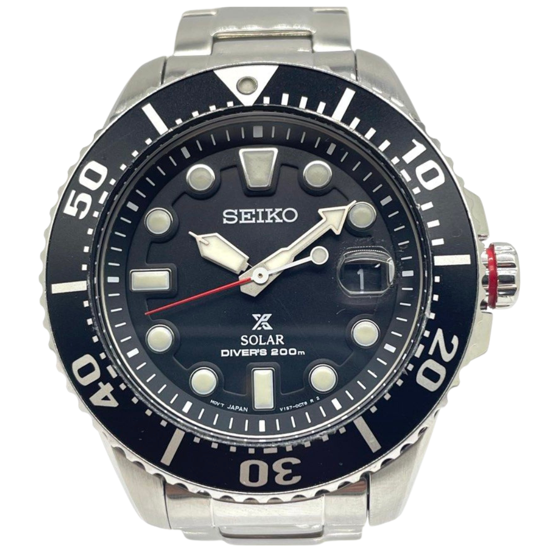 Seiko Prospex Diver Scuba 43.5mm Solar Black Dial Steel Watch SBDJ017