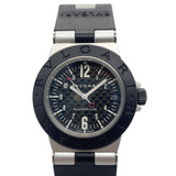Bvlgari Diagono Aluminum 32mm Quartz Rubber Strap Black Dial Watch