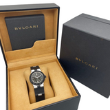 Bvlgari Diagono Aluminum 32mm Quartz Rubber Strap Black Dial Watch