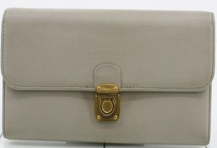Ferragamo Wallet Long Fold Grey