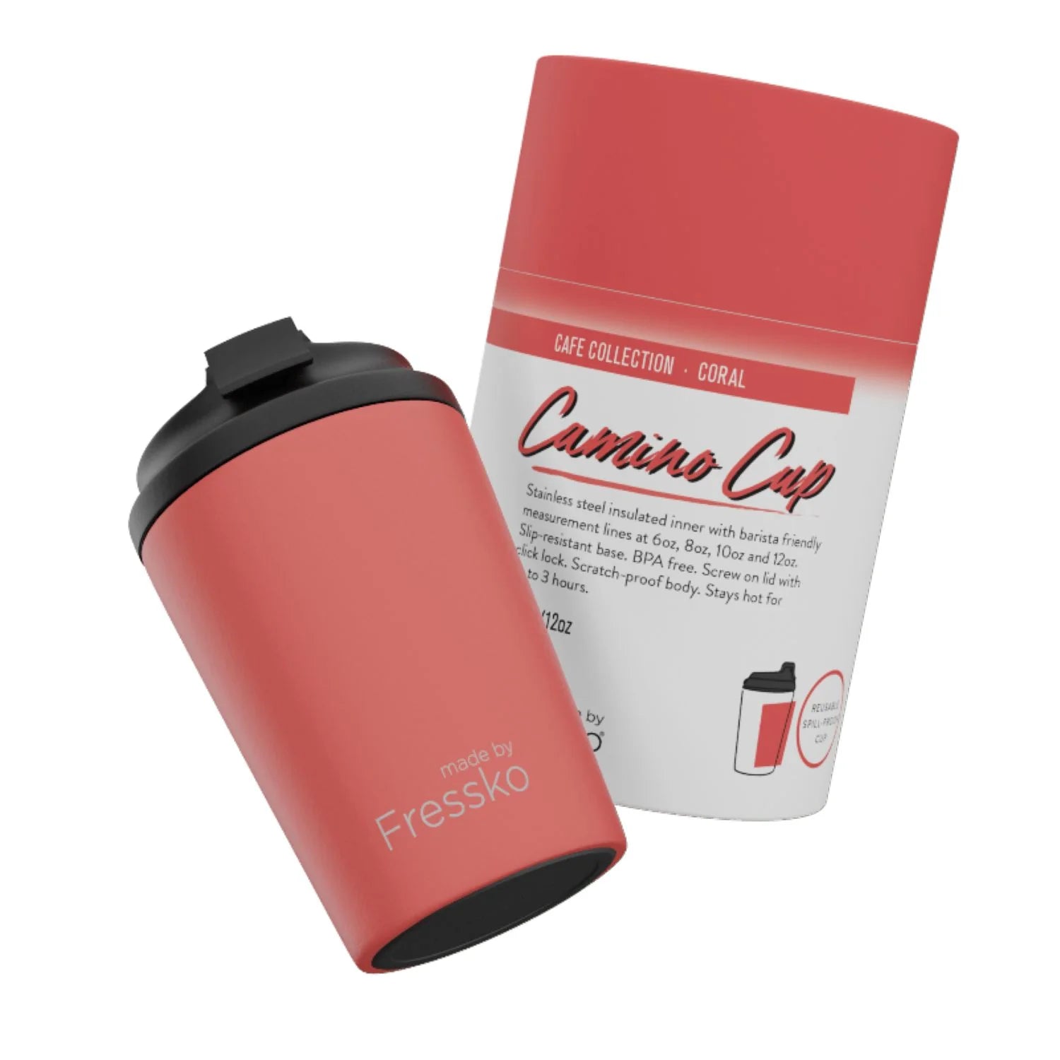 Made By Fressko Camino 12oz Insulated Stainless Steel Cup - Coral Main image