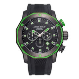 Aries Gold Chronograph Venturer Green Stainless Steel G7012ZBKGN Black Silicone Strap Mens Watch